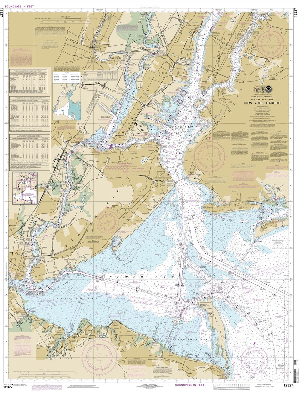 New York Harbor Map 2014 Nautical Map Of New York Harbor New York City | Etsy Australia
