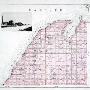 1899 Carte du canton de Gardner, comté de Door, Wisconsin