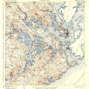 1908 Topo Map of Eastport Maine