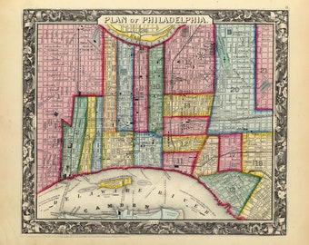 1860 Map of Philadelphia Pennsylvania