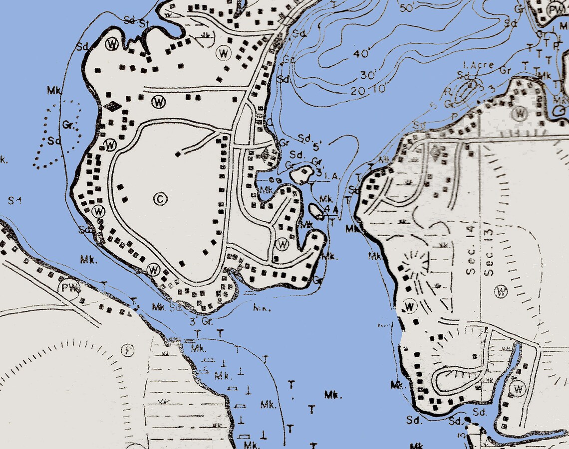 1970 Map of Tichigan Lake Racine County Wisconsin Etsy