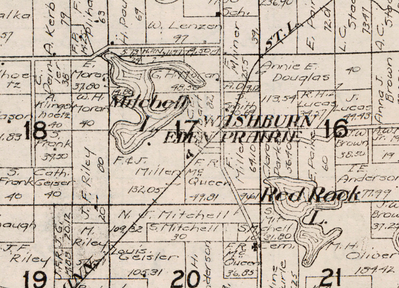 1916 Township Map of Eden Prairie Hennepin County Minnesota Etsy UK