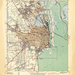Carte topographique 1940 du quadrilatère de Mobile en Alabama