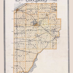 1876, carte du comté de La Porte, Indiana