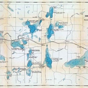 1898 Kaart van Oconomowoc-Waukesha Lake District Waukesha County Wisconsin