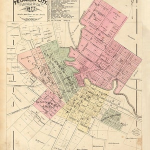 1877 年カリフォルニア州ソノマ郡ペタルマ市の地図