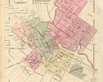 1877-Karte von Petaluma City Sonoma County, Kalifornien