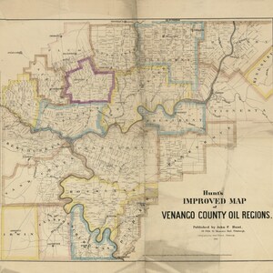 1865-Karte der Ölregionen im Venango County in Pennsylvania