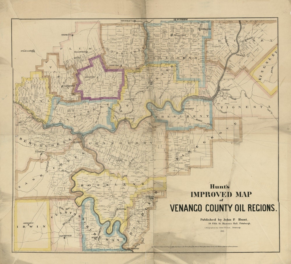1865 Map of Venango County Pennsylvania Oil Regions Etsy UK