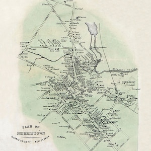 1853 Map of Morristown Morris County New Jersey