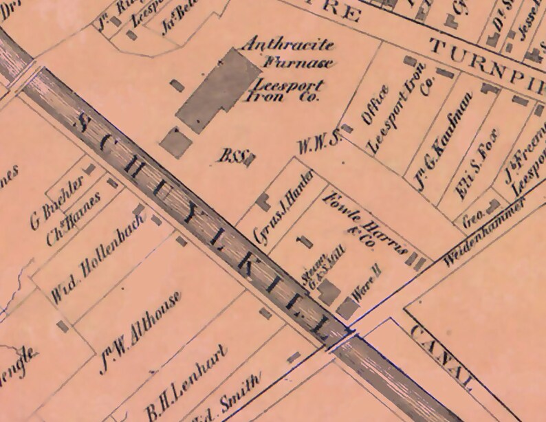 1860 Town Map of Leesport Berks County Pennsylvania Etsy