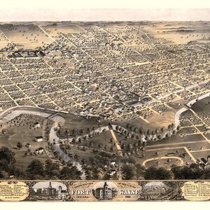 1868 Panorama-Karte von Fort Wayne, Indiana
