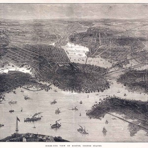 1870 Panorama-Karte von Boston Massachusetts