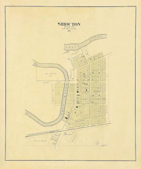 1889 Town Map of Shiocton Outagamie County Wisconsin Etsy