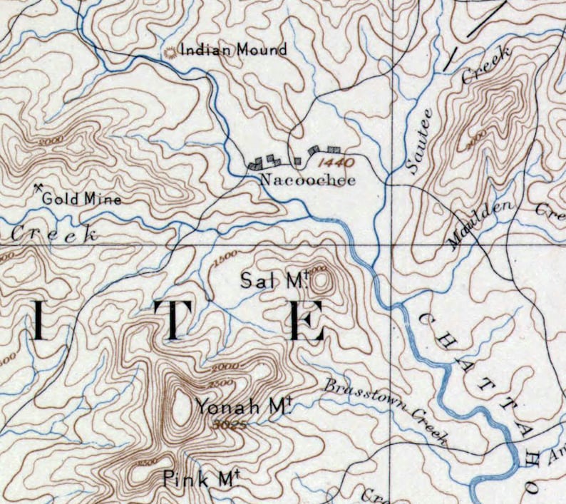 1885 Map of Dahlonega Georgia Topographic Sheet - Etsy