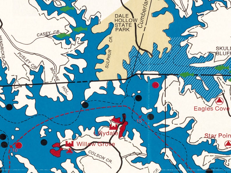 Etsy 1976 Map of Dale Hollow Lake