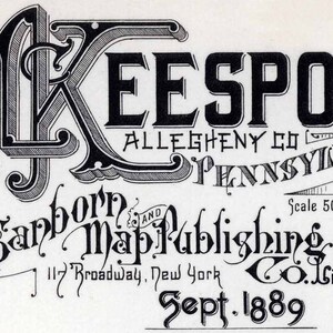 1889 Town Map of McKeesport Allegheny County Pennsylvania image 2