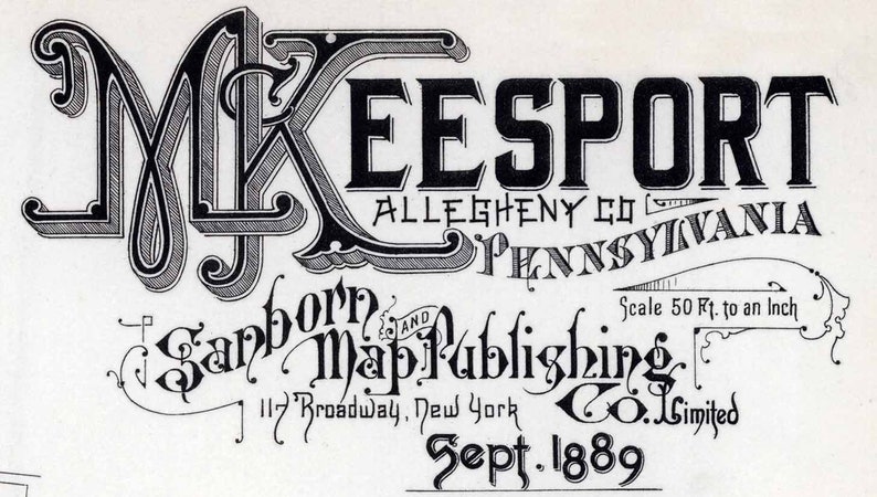 1889 Town Map of McKeesport Allegheny County Pennsylvania image 2