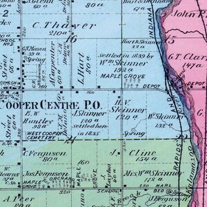 1873 Map of Cooper Township Kalamazoo County Michigan Etsy