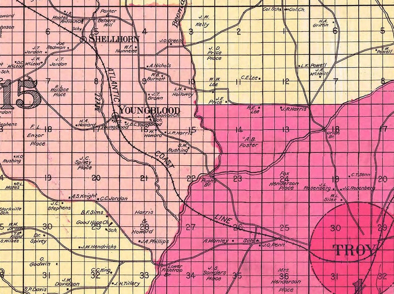 1908 Map of Pike County Alabama Etsy
