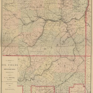 1882 Karte der Ölfelder von Warren und Forest County in PA