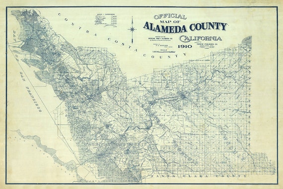 1910 Map of Alameda County California  Etsy