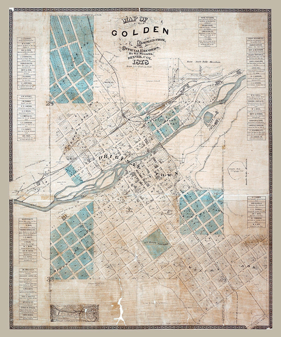 1878 Map of Golden Colorado Etsy