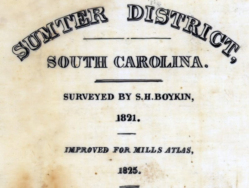 1825 Map of Sumter County South Carolina Historical Names Etsy