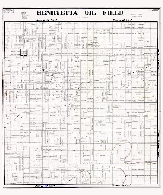 1913 Map of Henryetta Oil Field Okmulgee County Oklahoma Etsy