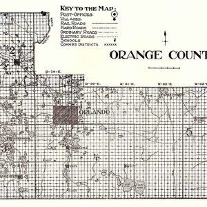 1914 Carte du comté d'Orange en Floride Orlando St Johns River