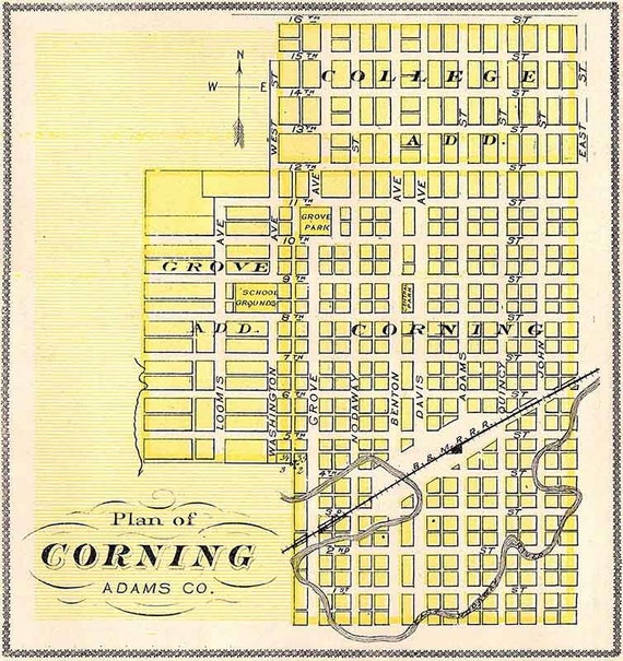 1875 Map of Corning Adam County Iowa Etsy