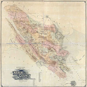 Carte 1892 du comté de Marin en Californie