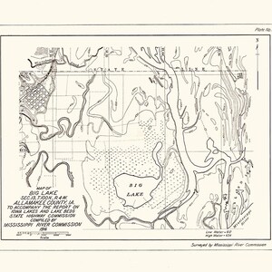 Kaart uit 1916 van Big Lake Allamakee County Iowa Upper Iowa River