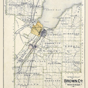 Carte du comté de Brown, Wisconsin, 1889