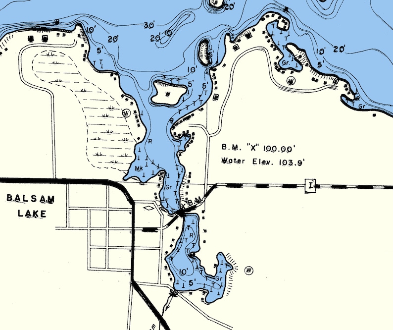 1964 Map of Balsam Lake Polk County Wisconsin Etsy