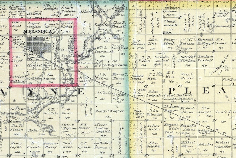 1893 Map of Hanson County South Dakota Alexandria Etsy
