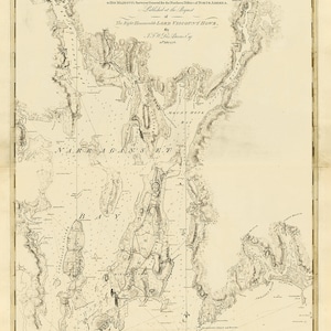 Carta nautica del 1800 della baia di Narraganset, Rhode Island