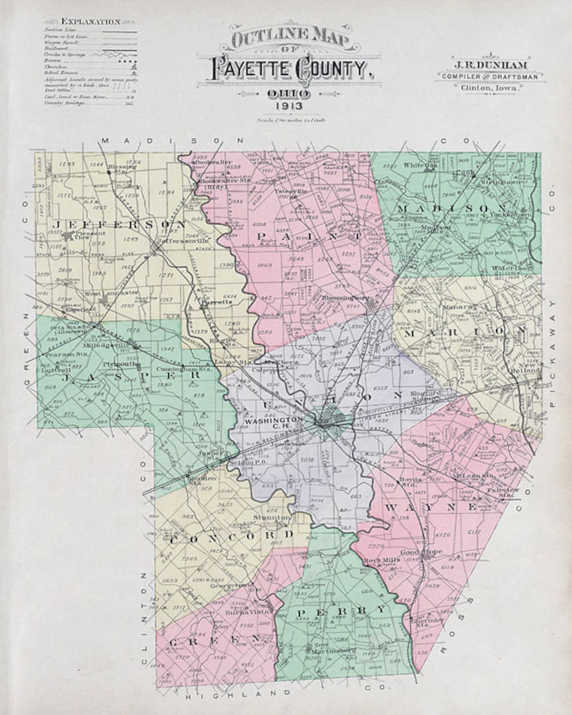 1860 Fayette County Illinois Map Map