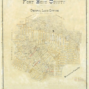 Carte 1892 du comté de Fort Bend au Texas