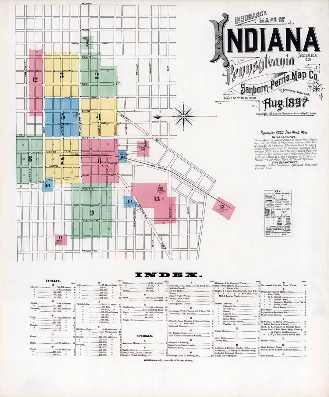 1897 Town Map of Indiana County Pennsylvania Etsy