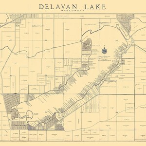 1930 Farm Line Map of Delavan Lake Wisconsin