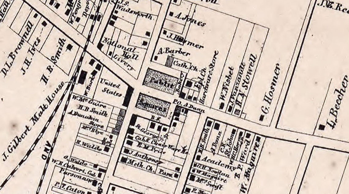 1858 Town Map of Avon Livingston County New York Etsy UK