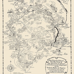 Carte de la grande île d'Hawaï, 1937