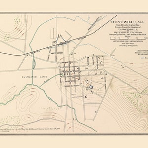 1865 Stadtplan von Huntsville Alabama