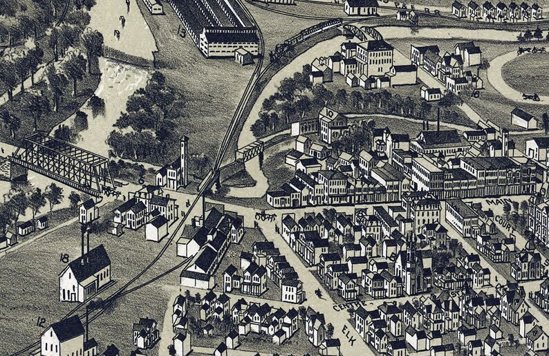 1895 Panoramic Map of Ridgway Elk County Pa Etsy