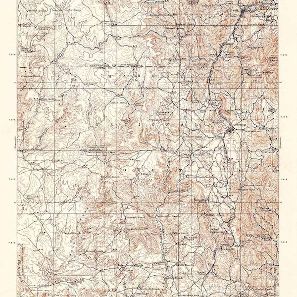 Mapa topográfico de 1901 de la cueva de la joya de Harney Peak, Dakota del Sur