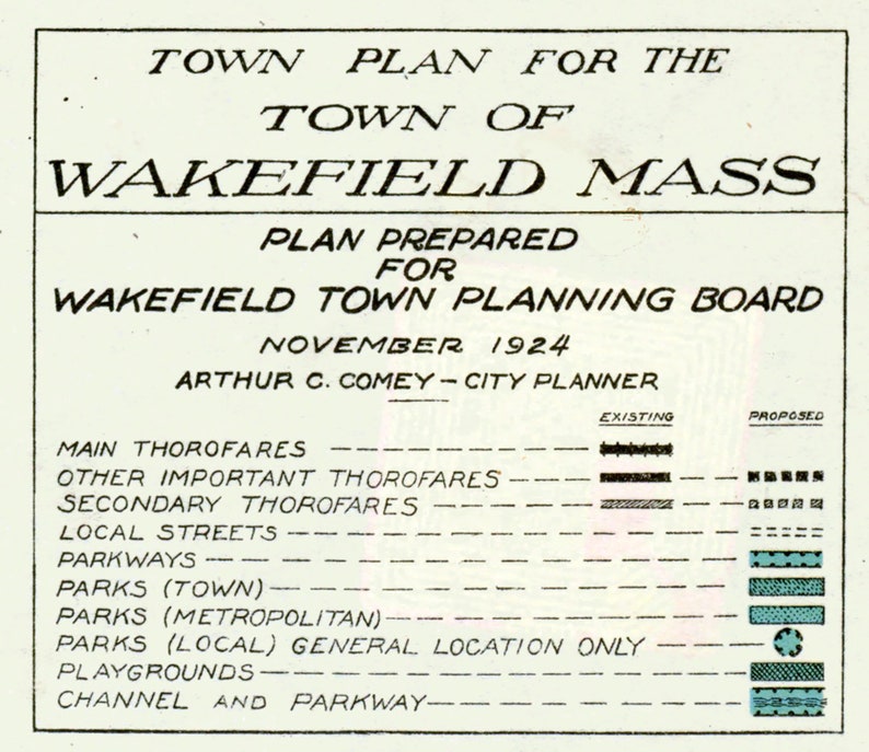 Stadskaart uit 1924 van Wakefield Massachusetts afbeelding 2