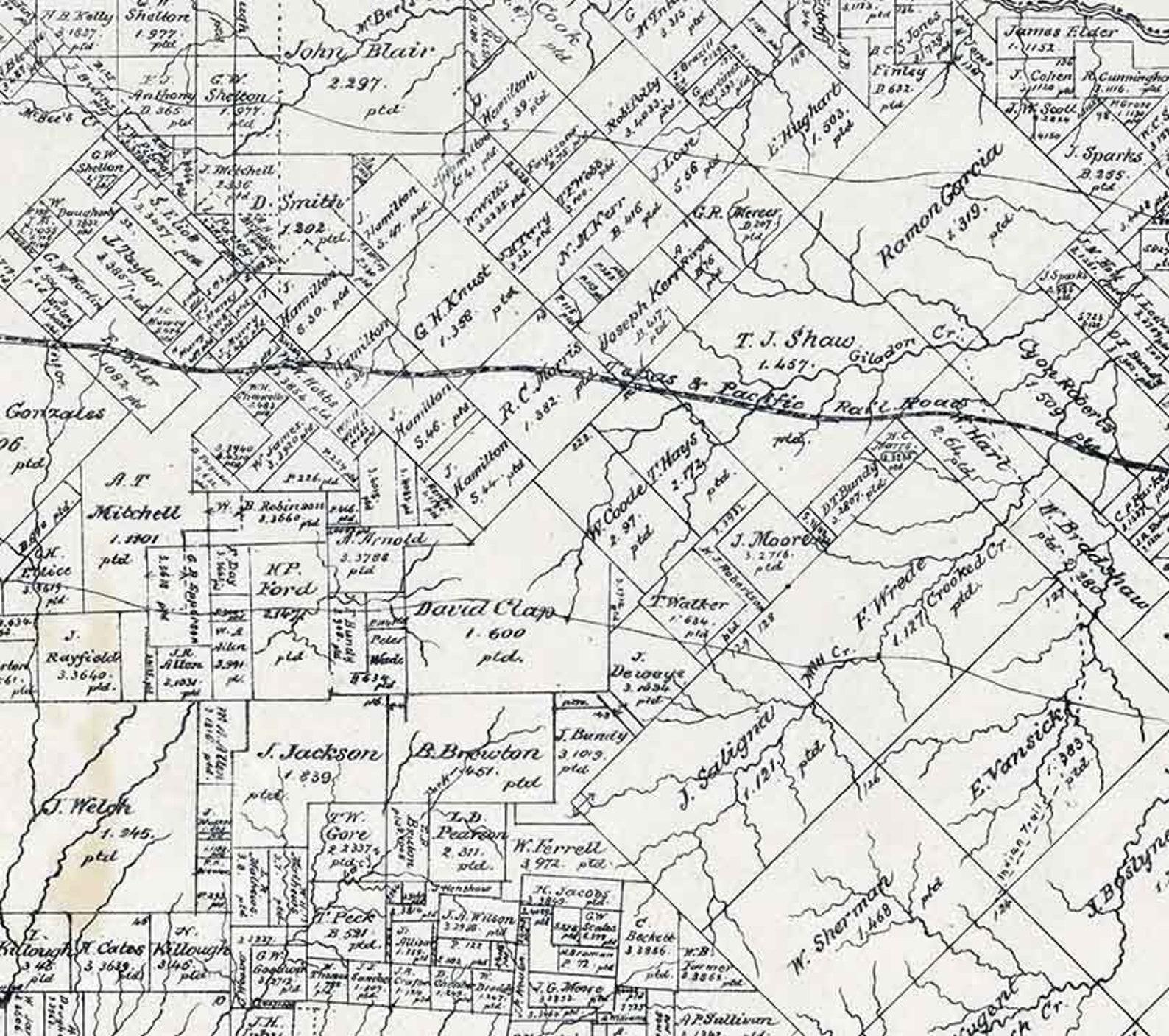 1884 Farm Line Map of Van Zandt County Texas Etsy