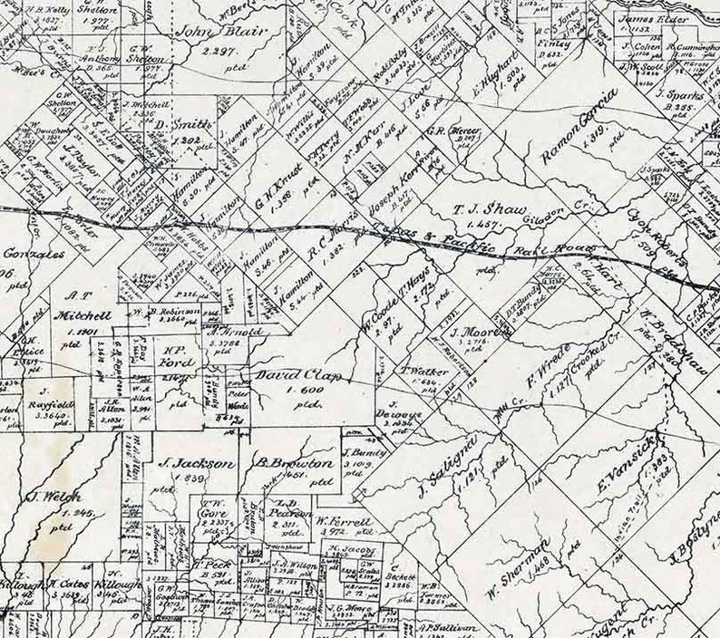1884 Farm Line Map of Van Zandt County Texas Etsy