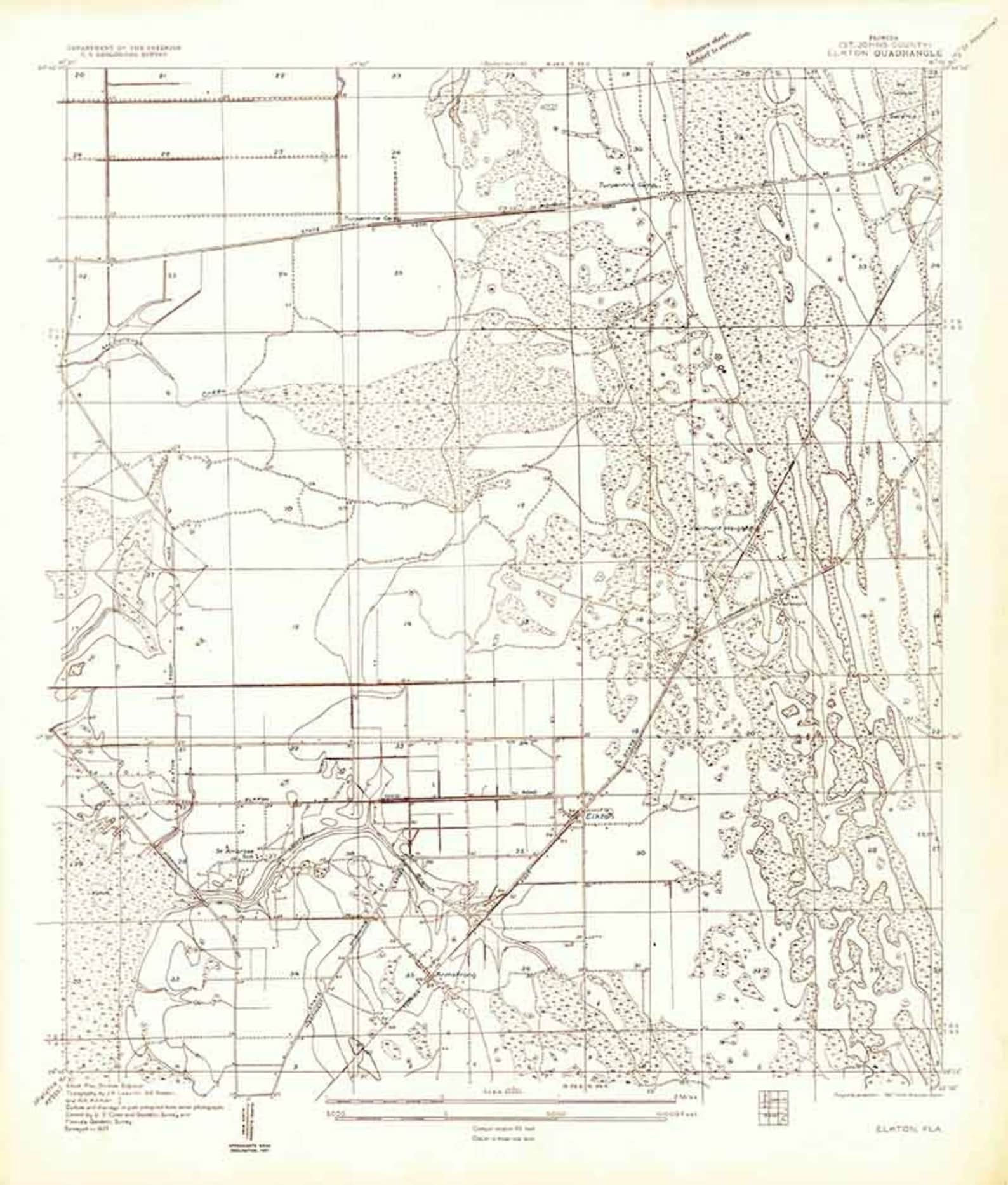 1937 Topo Map of Elkton Quad Florida